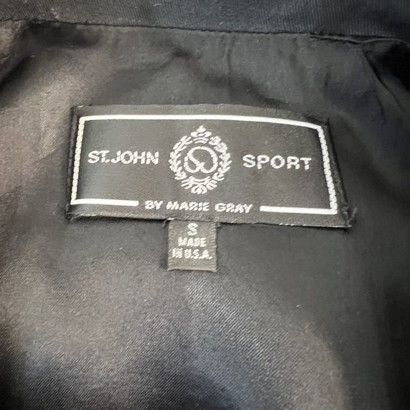 St. John Sport Marie Gray Vintage Cotton Blend Blazer Rare Turn Lock Closures - Picture 5 of 6